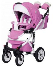 Детская коляска 2 в 1 Riko Brano Ecco 18 Baby Pink (белая кожа – розовая ткань)